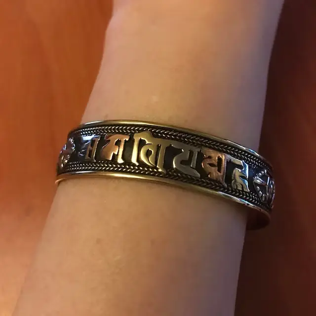 Tibetan Mantra Om Mani Padme Hum Bracelet, Copper Mantra Bracelet