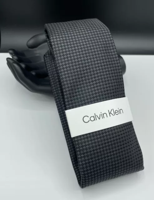 Calvin Klein Men's Silk Blend Tie ~ Black~ Houndstooth ~ NEW MSRP: $69.50