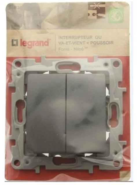 Interrupteur Double Ou Va-et-vient Legrand NILOE Noir Fonte - Neuf (peut Avoir De Petits Défauts)