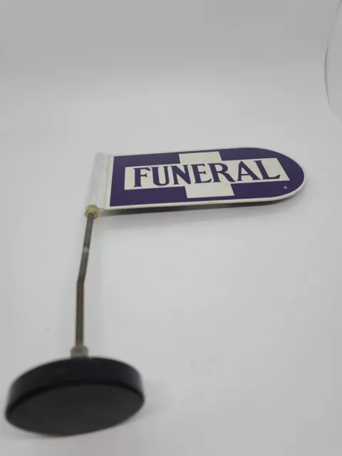 Vintage Funeral Procesión Coche Auto "Funeral" Bandera Firmar Con Redondo 2