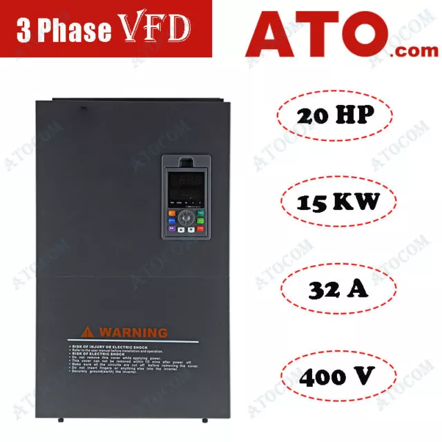 ATO 3 Phase VFD Variable Frequency Drive Converter 20 HP 15 KW 32A 400V Inverter