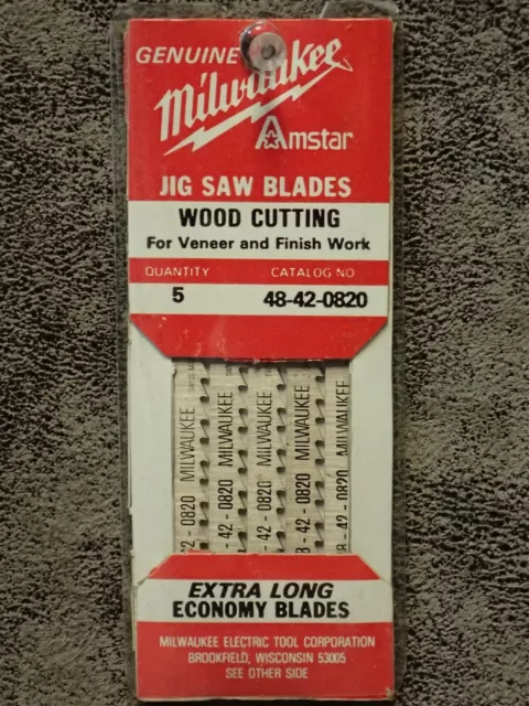 (5-Pk) 48-42-0820 Milwaukee 4-1/8" 6-TPI High Carbon Steel Jig Saw Blades (BN38)