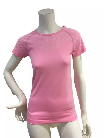 T-shirt donna slim fit allenamento rosa neon taglia EU 10/12