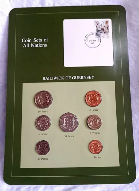 Franklin Mint: Bailiwick of Guernsey Coin Sets of All Nations 1979-1984 7 Coins