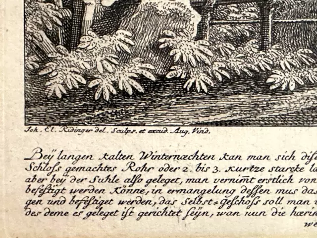 Johann Elias Ridinger 1698-1767 - Kupferstich Augsburg um 1750 - Wildschein Jagd 3