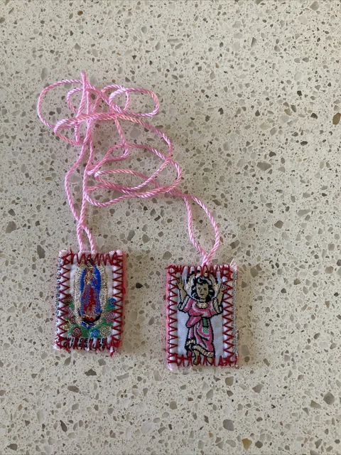 Escapulario Virgen De Guadalupe Y Ángel Rosita-Rosa/Escapulario -NUEVO