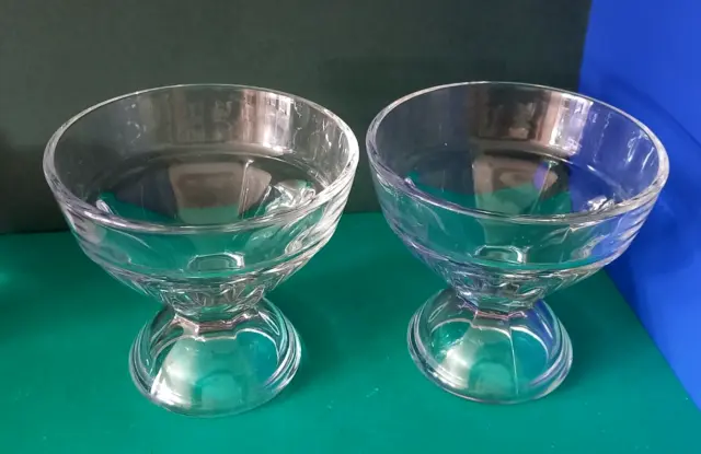 SERVING DESSERT 2 DISHES SUNDAE PRESSED CUT GLASS by PASABAHCE CIRCLWARE