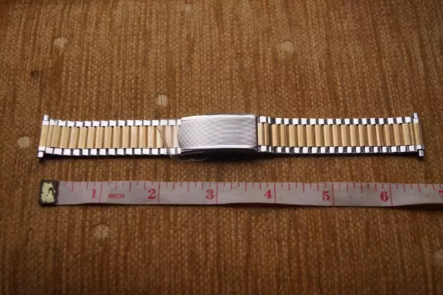 Vintage Nos  Two Gold Tone  Watch Bracelet  19-22Mm
