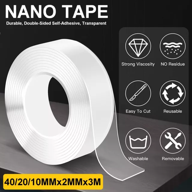 Double Sided Nano Tape Clear Adhesive Reusable Traceless Heavyduty Gel Anti-Slip