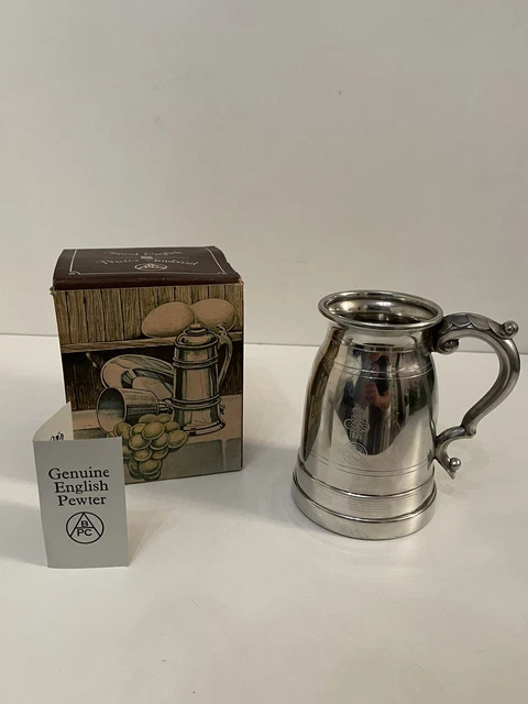One Pint Pewter Tankard Old London Polished Ale/Beer Mug Cup Container Vintage