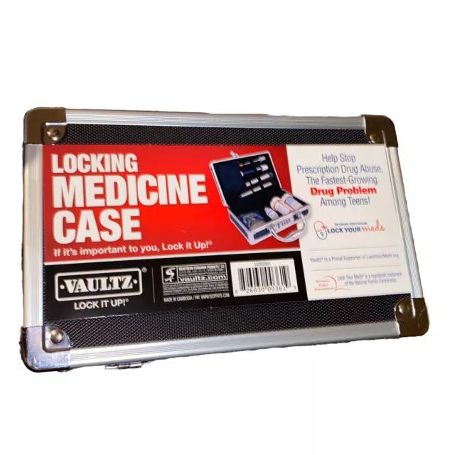 VAULTZ Bloqueo Medicamento Combinación Caja de Bloqueo Estuche Portátil 8.25x5x2.75 Nuevo