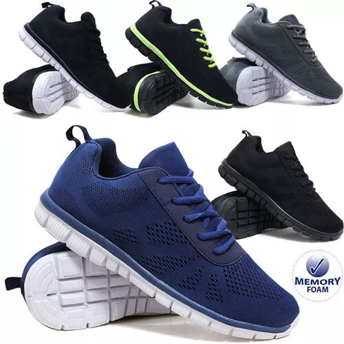 Mens Air Shock Absorbing Trainers Memory Foam Running Walking Jogging Gym Shoes