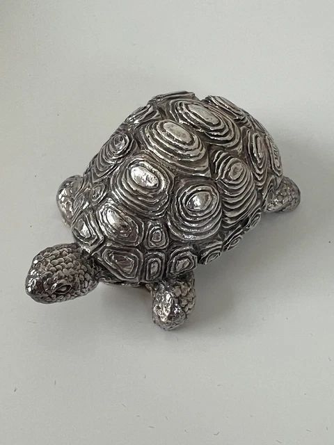 ITALIAN STERLING SILVER Turtle Figurine, Alessandro Magrino Boxed
