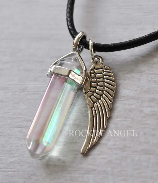 Angel Wing Necklace Crystal Necklace Pendant Gemstone Guardian Angels Healing  UK | eBay
