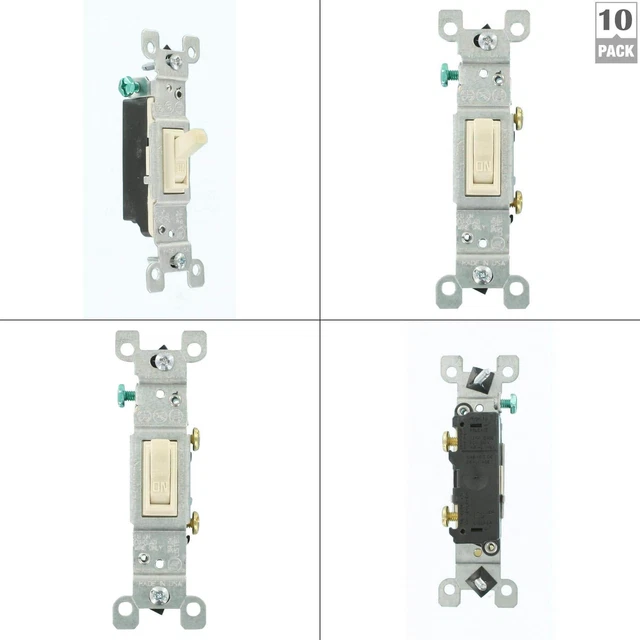 15 AMP SINGLEPOLE Toggle Switch, Light Almond (10pack) Leviton