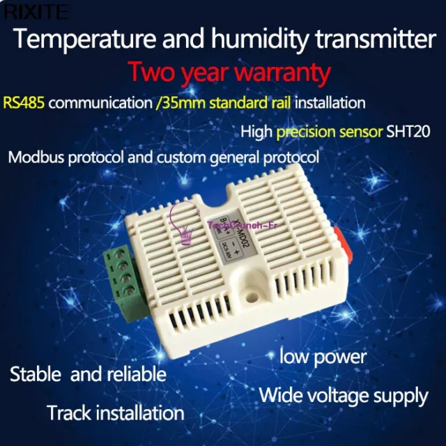 1X SHT20 High Precision Temperature and Humidity Modbus Transmitter Sensor