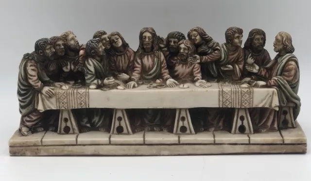 Detailed Vintage Roman A. Giannetti LAST SUPPER Figurine Signed 10.75” Long - W