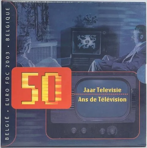 Belgien 2003 offizieller Kursmünzensatz BU 3,88 Euro "50 Jahre Fernsehen / 50...