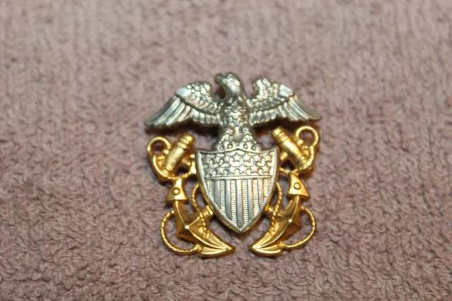 ORIGINAL WW2 U.S. Navy Officer's Uniform Device, Maker Stamped, PB £18. ...