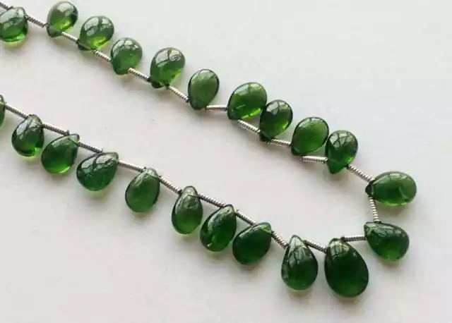 4x5mm-6x10mm Vert Diopside Uni Poire Perles, Naturel Chromé Diopside Briolette 2