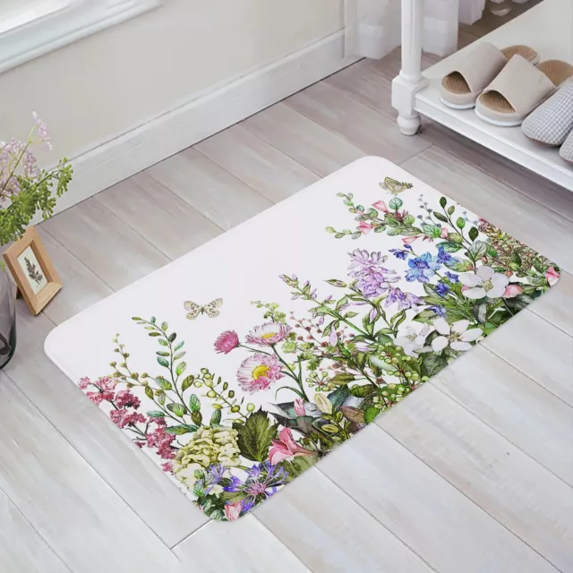 Vintage Watercolor Doormat Flower Herb Plant Home Decoration Living Room Carpet