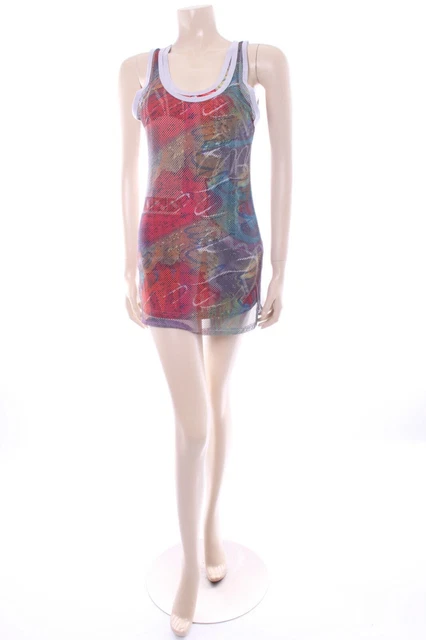 Abito gilet in maglia donna taglia M/L 12-14 donna top lungo club insolito anni 80 punk nuovo