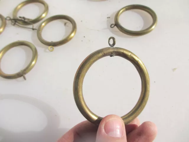Antique Brass Curtain Rings Victorian Holder Hangers Vintage x16 - 2.5"W