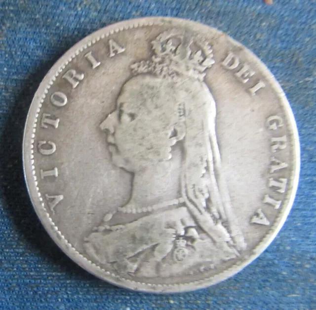 1891 Queen Victoria Jubilee  Head Silver Half Crown