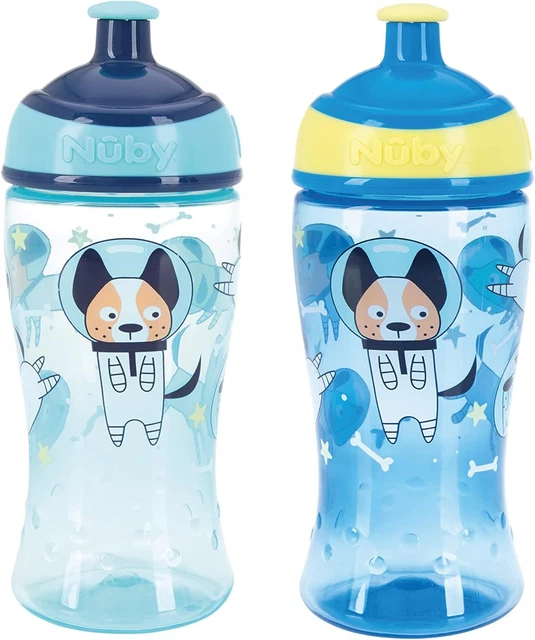 Botella de agua Nuby Super Slurp - taza para sorber activa sin derrame | 360 ml / 12 oz