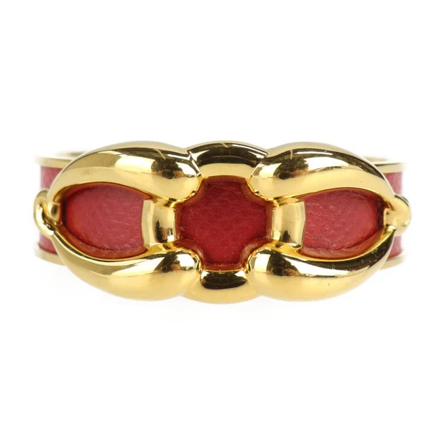 HERMES Bangle Lizard Metal Red Gold Horse Bit Bracelet Metal Fittings