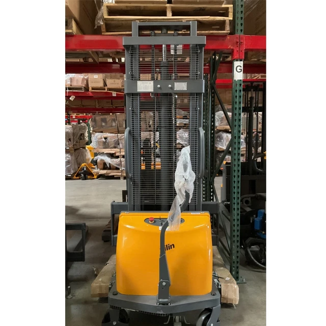 Used 3300lb 118" Semi Electric Pallet Straddle Stacker with Adjustable Forks