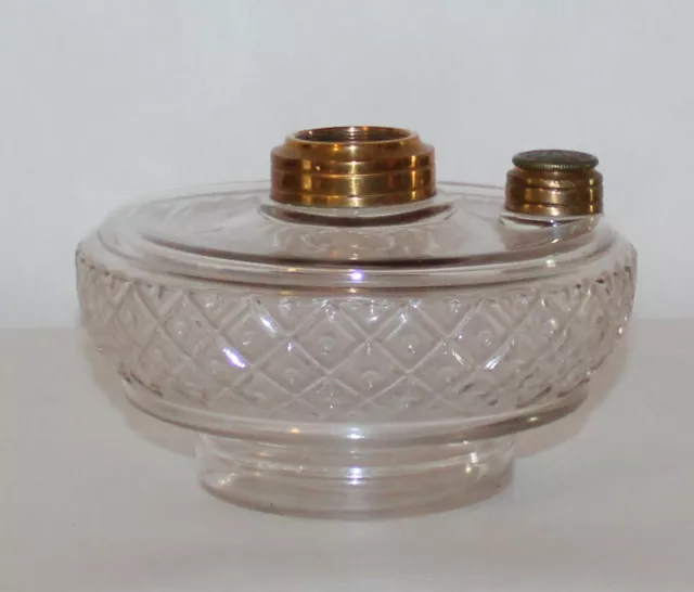 Diamond & Dot Satin Clear Glass Lamp Font #232 For Sconce Collar For #2 Burner