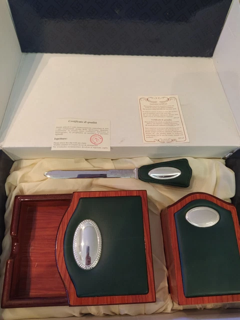 set da scrivania vintage Pelle E Argento