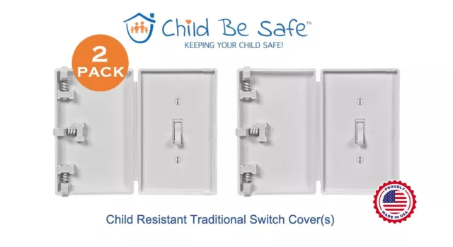 2 Pack Child Be Safe Child and Pet Proof WHITE Light Switch Safety Cover Guard