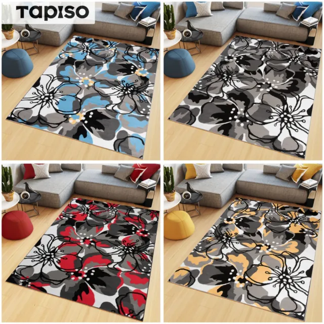 Tapis Fleurs Poil Ras Moderne Motif Floral Salon Chambre Bureau 160x230 Öko Tex