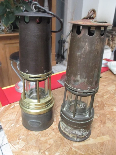 Lampe de mineur Lanterne ancienne numerotée -Old French Miner's Lantern