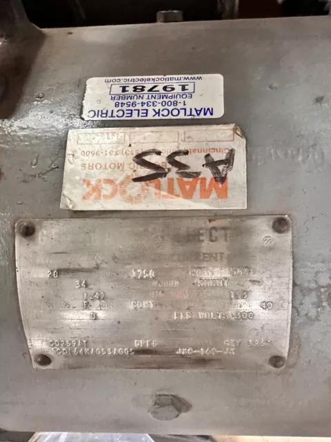 General Electric 20HP 1750RPM 500V CD259AT 5CD164KA053A005 General Electric 20HP 1750RPM 500V CD259AT 5CD164KA053A005