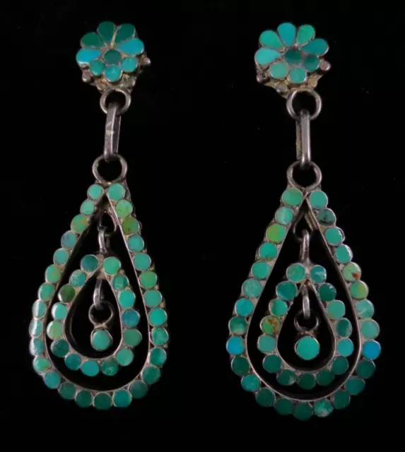 Vintage Zuni Earrings - Sterling and Turquoise