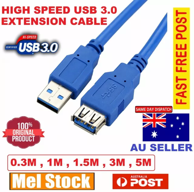 High Speed USB 3.0 Super Speed Extension Cable Cord Lead Male to Female M/F Cord