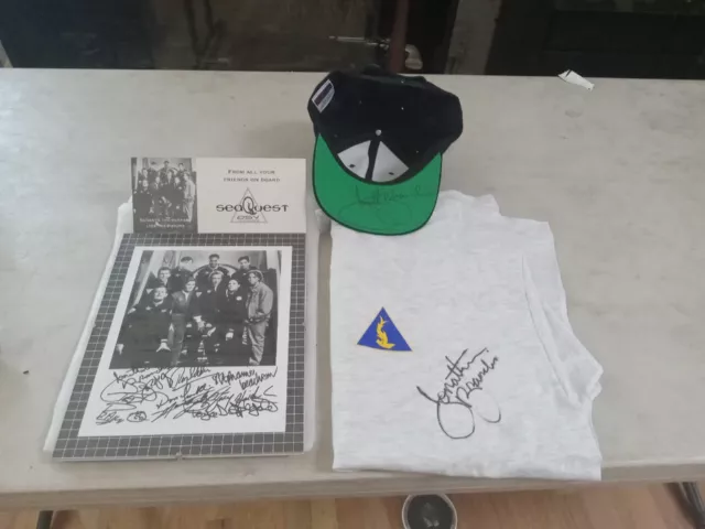Jonathan Brandis Signed Memorabilia Seaquest 2032 Hat shirt Cast Roy Scheider