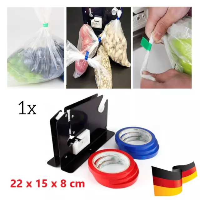 Macchina per chiudere sacchetti per sacchetti di plastica nastro adesivo con 6 nastri adesivi nero nuovo