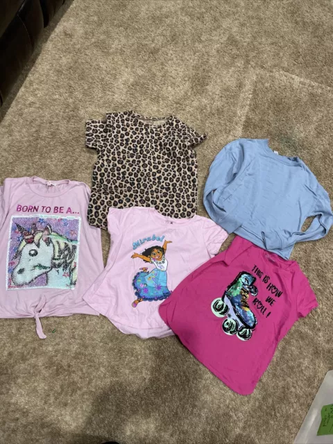 Lot Of 5 Girl Shirts Size 10/12 - 4 Short Sleeve 1 Long Sleeve Tshirts Summer