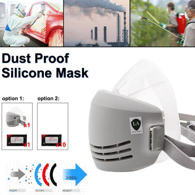 Silicone Half Face Mask Anti-Smoke Pollution Spray Paint Respirator 95% Filter