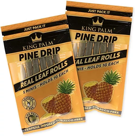 King Palm | Mini | Pine Drip | Palm Leaf Rolls | 2 Packs of 5 Each = 10 Rolls