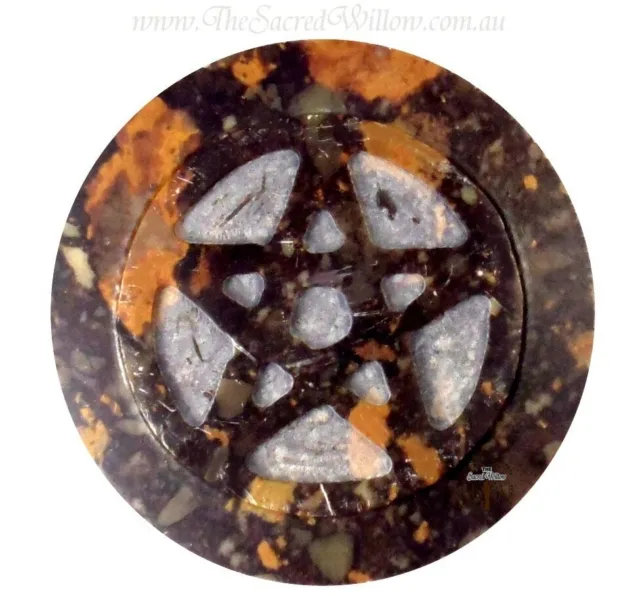 Soapstone Pentagram Altar Tile 7.5 ~ Wicca, Ritual, Sabbat Decoration Halloween