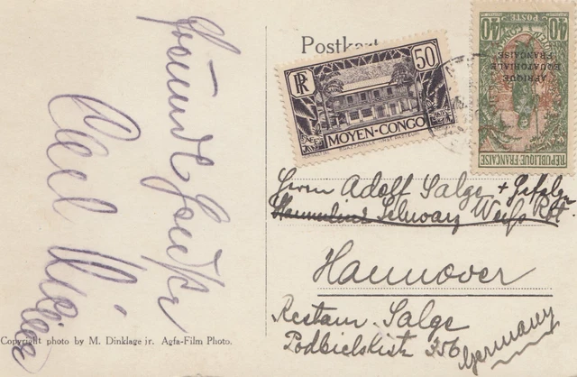 French colonies: Congo: post card Vhey Girl to Germany