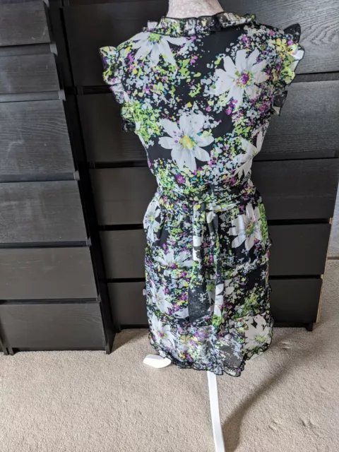 Gorgeous Black Floral Floaty Summer Dress New York Laundry Size 14 2