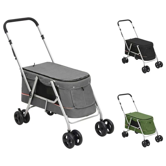 Cochecito para perros plegable tela lino negro 100x49x96 cm vidaXL