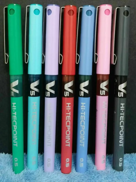 Pilot V5 Pens Choose 7 Colors Extra Fine 0.5 Ink Rollerball BLACK BLUE RED Green