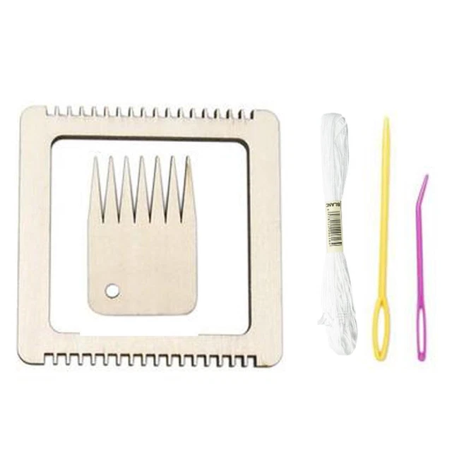 Mini-Webstuhl-Set mit Faden Nadeln DIY Holz Anfänger Kinder[